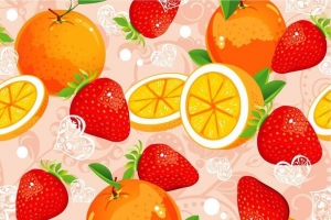 手绘橘子草莓卡通插画高清PNG透明背景H5设计素材免费下载