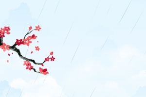 雨天湖面泛舟背景图