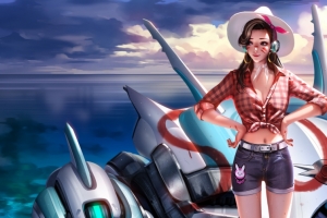 dva清凉夏装 海边 3440x1440壁纸