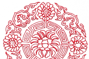 红色花朵线条底纹古典暗纹免抠