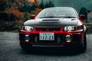 三菱lancer evolution 三菱 汽车 红色 黑色 正面 4k壁纸 3840x2160