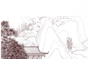 中国山水画楼阁和沙棘