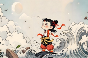 小哪吒 海浪 4K电脑壁纸高清全屏3840x2400