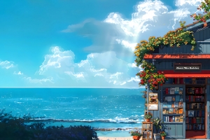 海边 海景 小屋 书店 4K风景壁纸