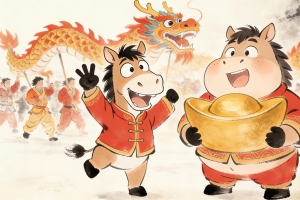 2026马年新年 小马和小胖马 大元宝 舞龙 4k壁纸