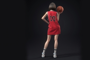 灌篮高手 3D美女 背影 卢静赤木晴子 球服 篮球4k电脑壁纸