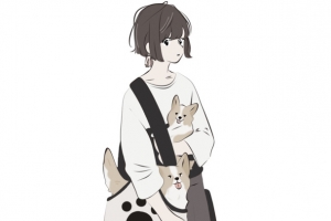 抱狗狗的女生