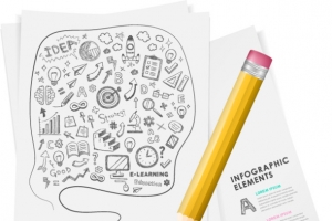 手绘教育信息图矢量背景