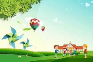 卡通校园简约渐变绿色banner