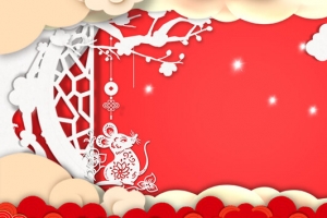 剪纸花窗新年中国风背景