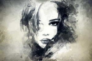 印象派美女油画效果