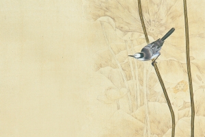 中国风工笔画荷花翠鸟H5背景素材