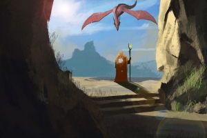 剪影 魔术师 工作人员 龙 幻想 艺术 4k壁纸 3840x2160