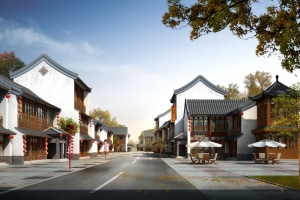 徽派建筑街景背景模板