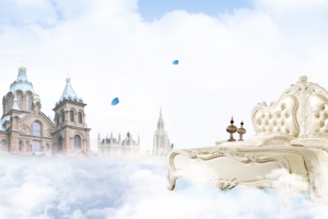 家装节梦幻城堡渐变蓝色banner