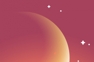 红底黄色星球星星海报背景