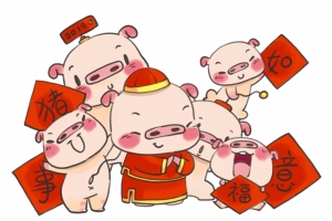 猪事如意2019年猪年插画4k壁纸
