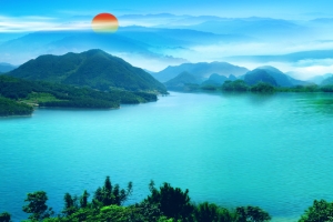 自然山水画海报背景