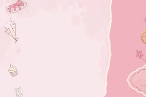 粉色婚礼手绘卡通粉色banner背景