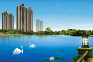 高端大气湖景花园洋房海报