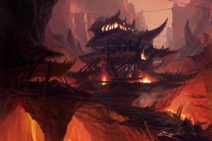 游戏场景火山高清合成