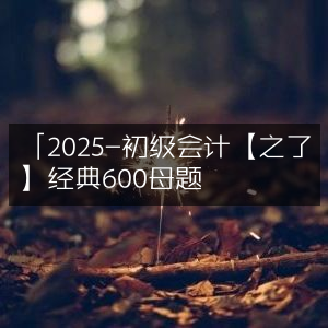 2025年初级会计【之了】600道经典母题精选