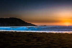 夕阳 西 海 天空 夜晚 海滩 希腊 3440x1440风景壁纸