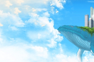 创意房地产广告卡通海豚蓝色banner