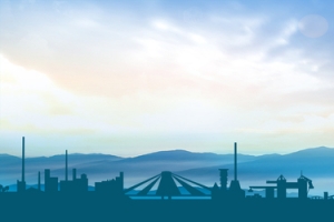 大气卡通扁平城市剪影背景banner
