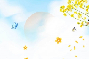 小清新春天你好油菜花风景插画