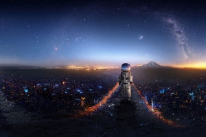 3840x2160 宇航员 艺术 太空 星星 银河系壁纸 背景