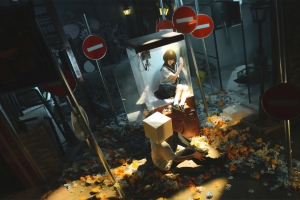 cosplay 美女 娃娃机 纸盒人 4k动漫壁纸