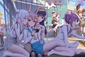 碧蓝航线 白紧身裤 白袜 水手服 绫波 独角兽 美少女4k动漫壁纸