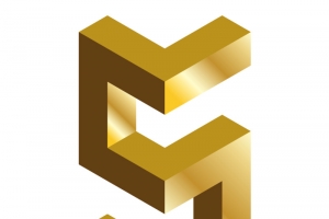 手绘金色c4d英文字母S立体艺术字
