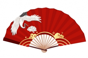 国潮风纸扇仙鹤