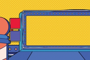 可爱复古卡通电视屏banner