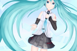 蓝色眼睛头发初音未来3840x2160动漫壁纸