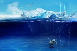 蓝色大海海洋冰山背景banner