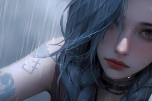雨中的金克丝3440x1440带鱼屏壁纸