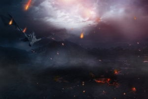 魔幻陨石黑色大地海报背景