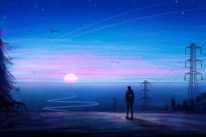 剪影 孤独 艺术 地平线 查看 4k壁纸 3840x2160