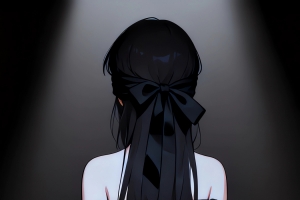 蒙眼美女 背影 光影 暗色背景4k手机高清壁纸竖屏