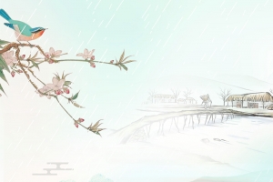 手绘清新春季雨水二十四节气节日海报