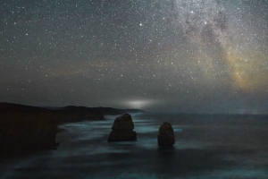 海滩 夜晚 星空 银河 海洋 4k壁纸 3840x2160