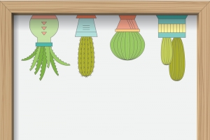 矢量卡通手绘仙人掌植物背景