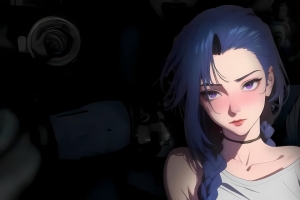 暗色系美女 金克丝 3440x1440带鱼屏壁纸