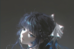 动漫女孩长发 蓝眼睛 连衣裙 唯美 4K宽屏4k手机壁纸图片