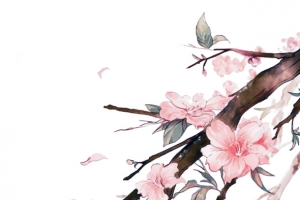 手绘桃花矢量素材