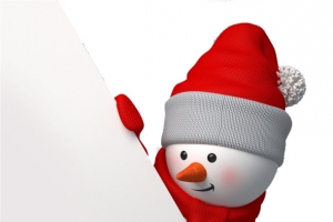 可爱的卡通雪人与展板