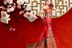 简约时尚中国风旗袍服饰广告banner
